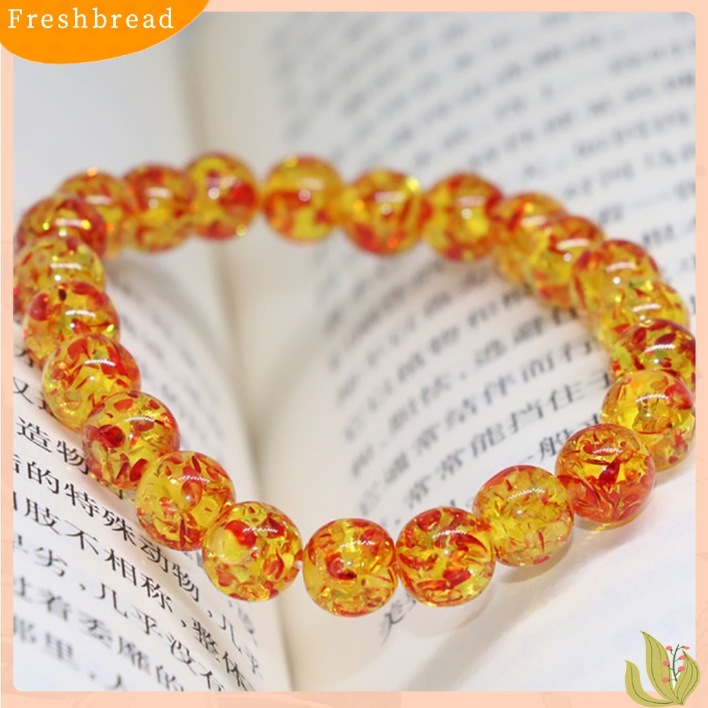 &lt; Freshbread &gt; 8mm/10mm Gelang Manik-Manik Bulat Batu Amber Buatan Pria Wanita Stretch Bangle