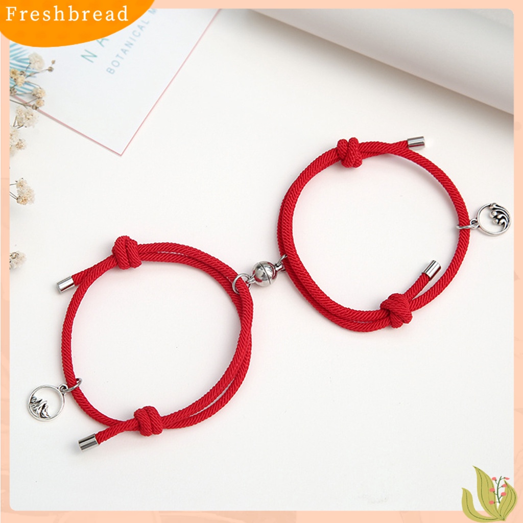 &lt; Freshbread &gt; 2Pcs ic Gelang Adjustable Pasangan Hadiah Paduan Pasangan Tali Braided Bracelet Untuk Pasangan