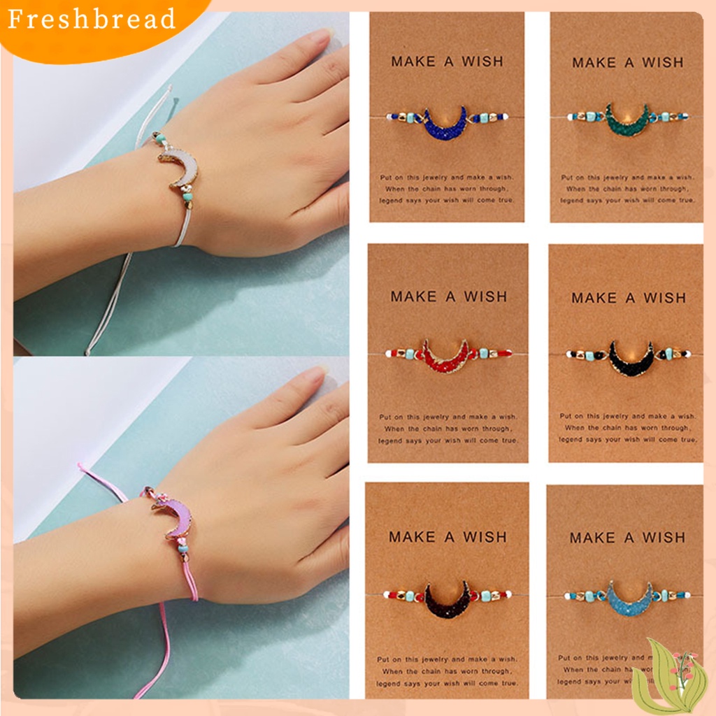 &lt; Freshbread &gt; Gelang Bergaya Ramah Kulit Adjustable Resin Fashion Moon Beaded Bracelet Untuk Wanita