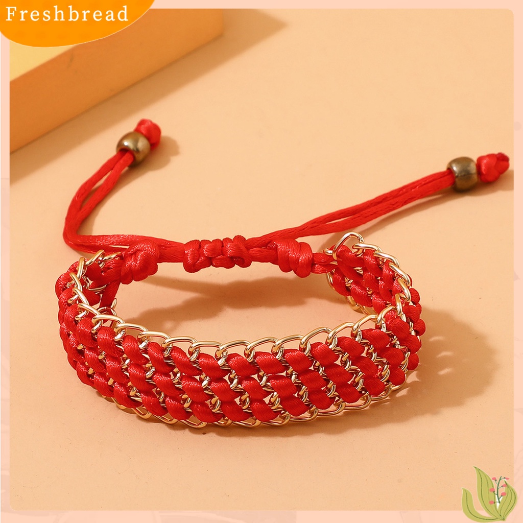 &lt; Freshbread &gt; Gelang Fashion Desain Kepang Geometris Artistik Merah Gelang Pasangan Untuk Dekorasi