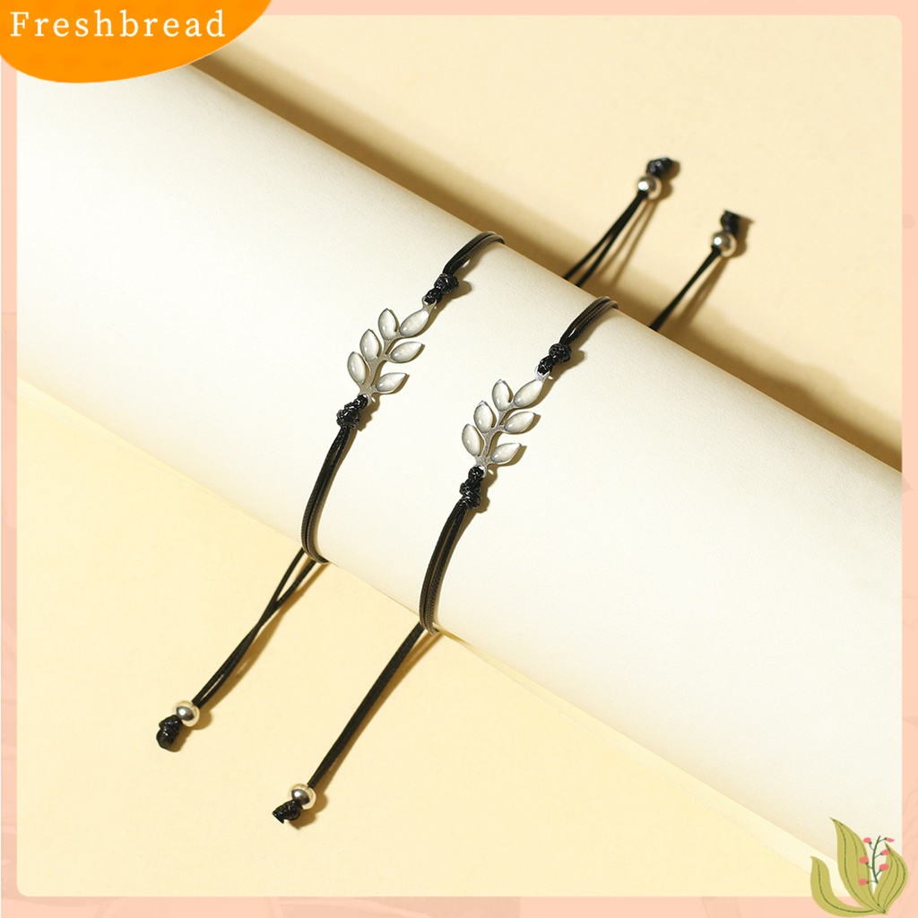 < Freshbread > 2Pcs Pesona Gelang Daun Bercahaya Menawan Buatan Tangan Hias Adjustable Dekorasi Kepribadian Cahaya Biru Neon Gelang Perhiasan Aksesori