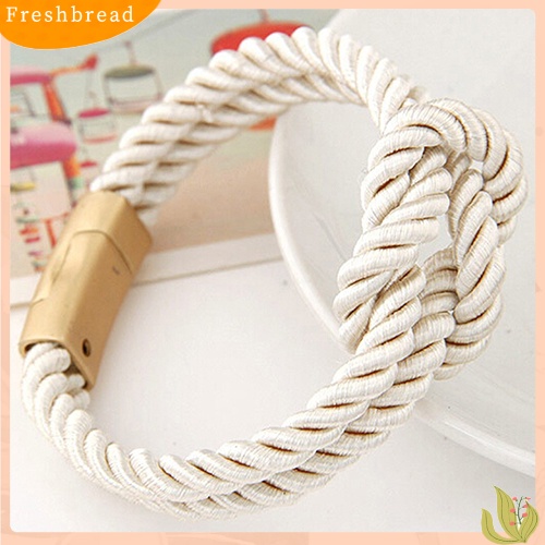 &lt; Freshbread &gt; Gelang Rantai Tali Kepang Wanita Pria Dengan ic Clasp Bow Charm Bangle