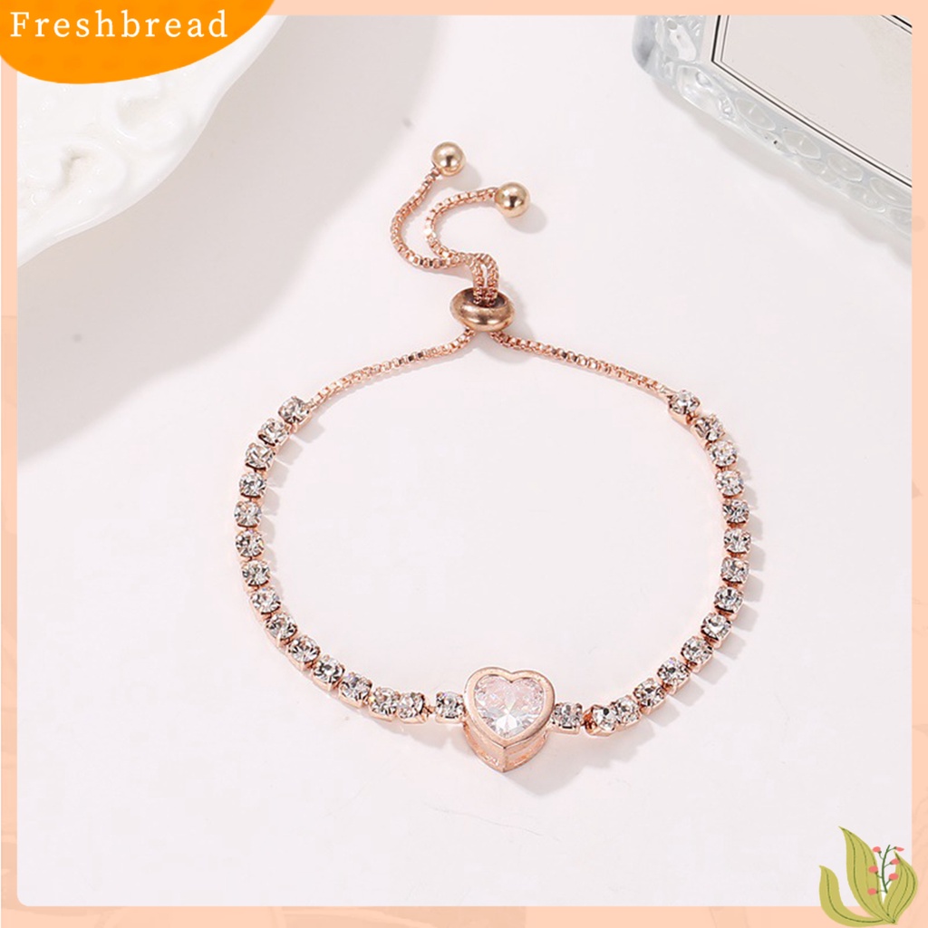 &lt; Freshbread &gt; Gelang Wanita Hati Cubic Zirconia Perhiasan Bersinar Gaya Korea Bangle Untuk Pesta