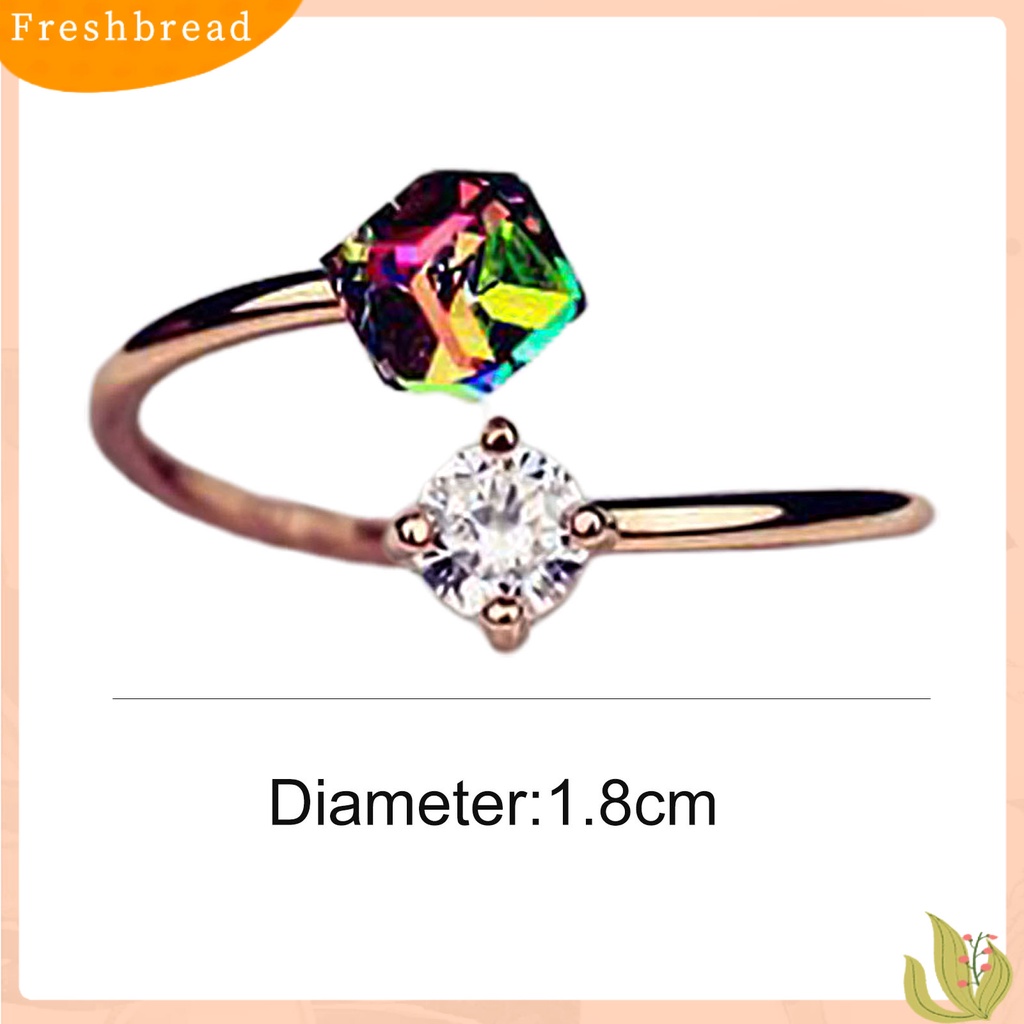 < Freshbread > Cincin Terbuka Dapat Disesuaikan Wanita Perhiasan Cubic Zirconia Warna-Warni Untuk Pertunangan