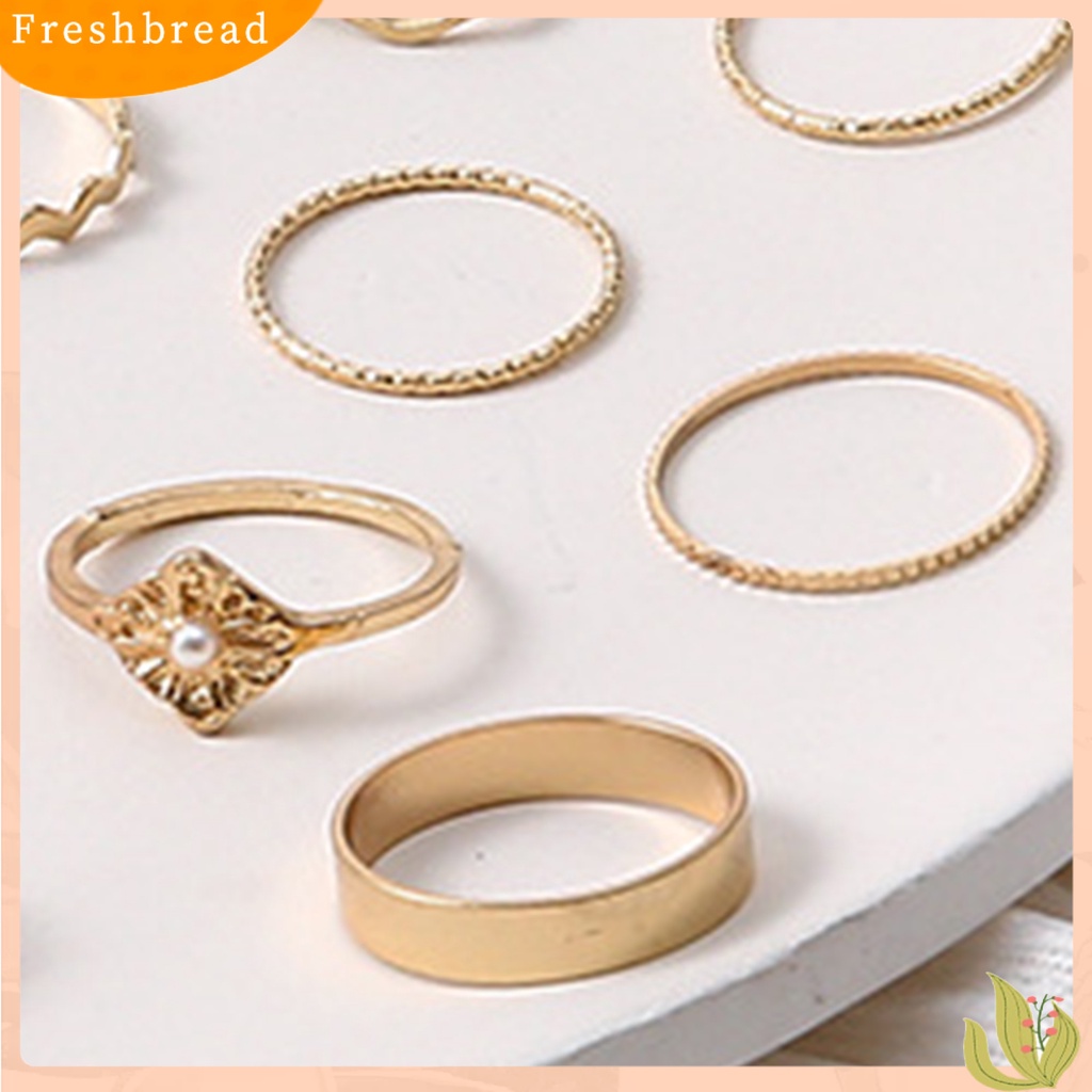 &lt; Freshbread &gt; 17 Pcs Berlian Imitasi Mutiara Imitasi Dekorasi Knuckle Rings Wanita Vintage Bersinar Jari Cincin Aksesoris Perhiasan
