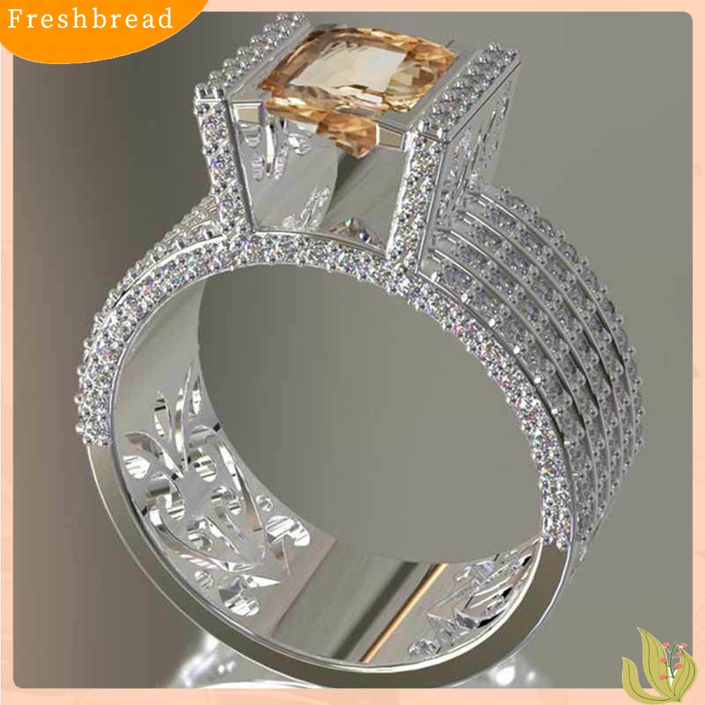 &lt; Freshbread &gt; Fashion Wanita Berongga Kerawang Zirkon Berlian Imitasi Jari Cincin Pengantin Perhiasan Hadiah