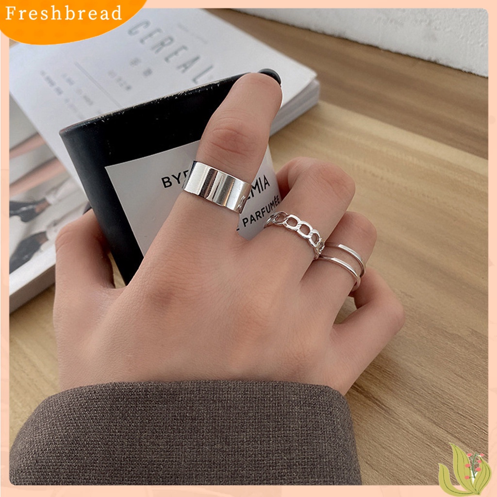 < Freshbread > 3Pcs/Set Cincin Terbuka Retro Adjustable Alloy Punk Hip Pop Finger Rings Kit Untuk Wanita