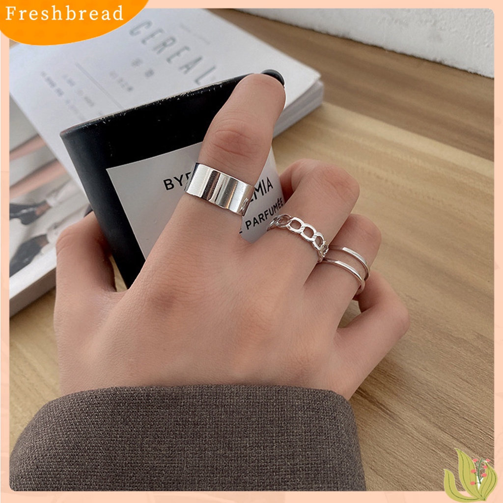 &lt; Freshbread &gt; 3Pcs/Set Cincin Terbuka Retro Adjustable Alloy Punk Hip Pop Finger Rings Kit Untuk Wanita