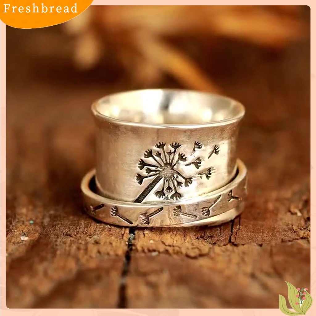 &lt; Freshbread &gt; Wanita Cincin Dandelion Bunga Spinner Vintage Fashion Penampilan Jari Cincin Perhiasan Pesta Pernikahan