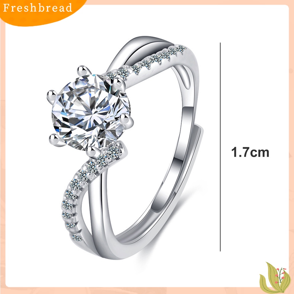 &lt; Freshbread &gt; Wanita Cincin Pembukaan Minimalis Berlian Imitasi Tertanam Wanita Pertunangan Cincin Fashion Perhiasan