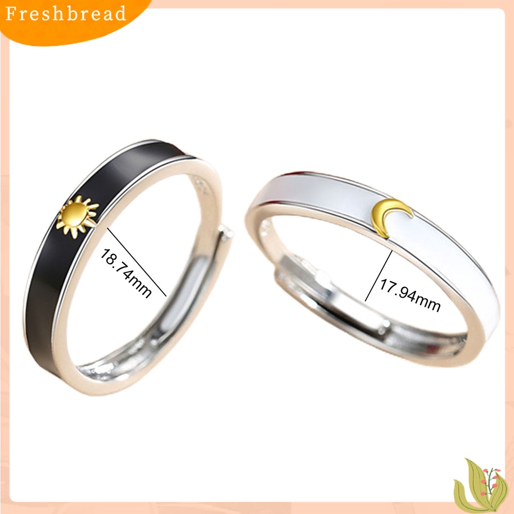 &lt; Freshbread &gt; Pasangan Cincin Pembukaan Adjustable Minimalis Hypoallergenic Tembaga Halus Hadiah Perhiasan Fashion Bulan Sabit Matahari Pria Wanita Jari Cincin Untuk Harian