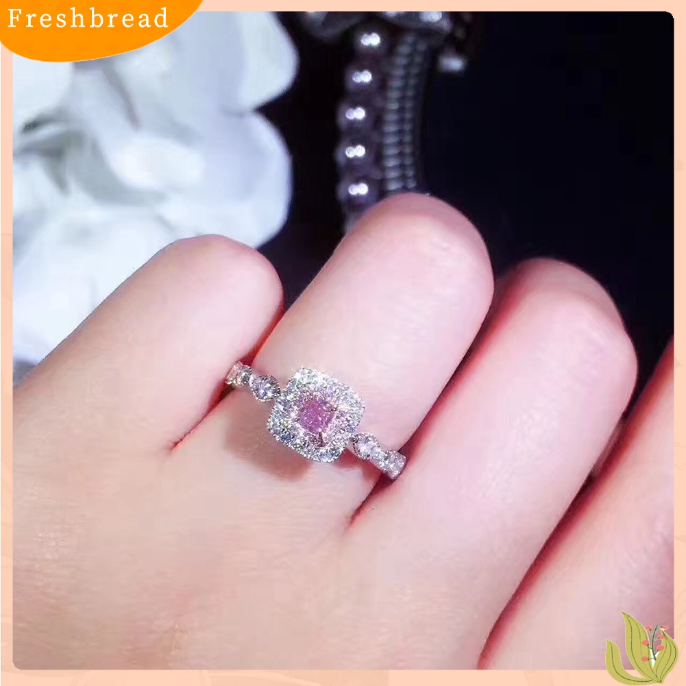 &lt; Freshbread &gt; Wanita Mewah Merah Muda Buatan Batu Permata Cincin Putri Istana Gaya Jari Perhiasan