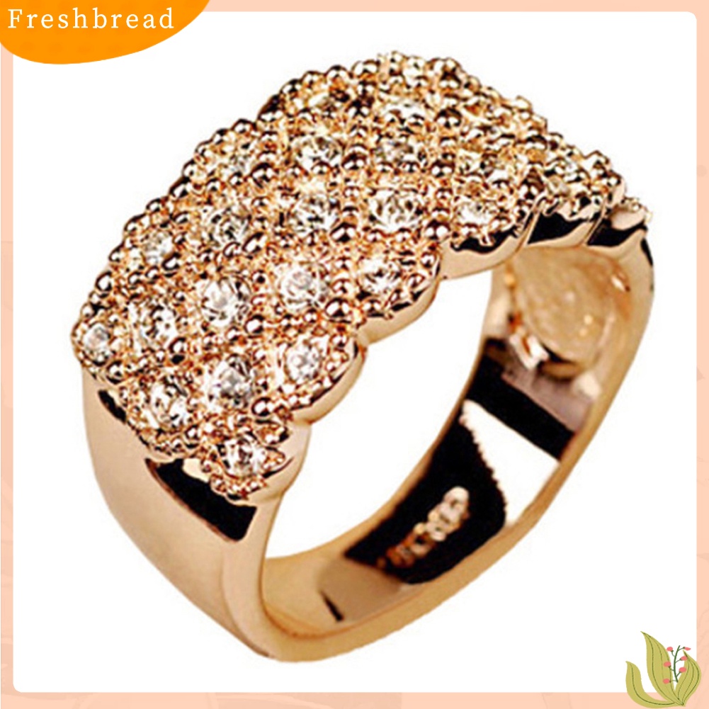 &lt; Freshbread &gt; Wanita Mewah Berlian Imitasi Bertatahkan Jari Cincin Pernikahan Pertunangan Perhiasan Hadiah