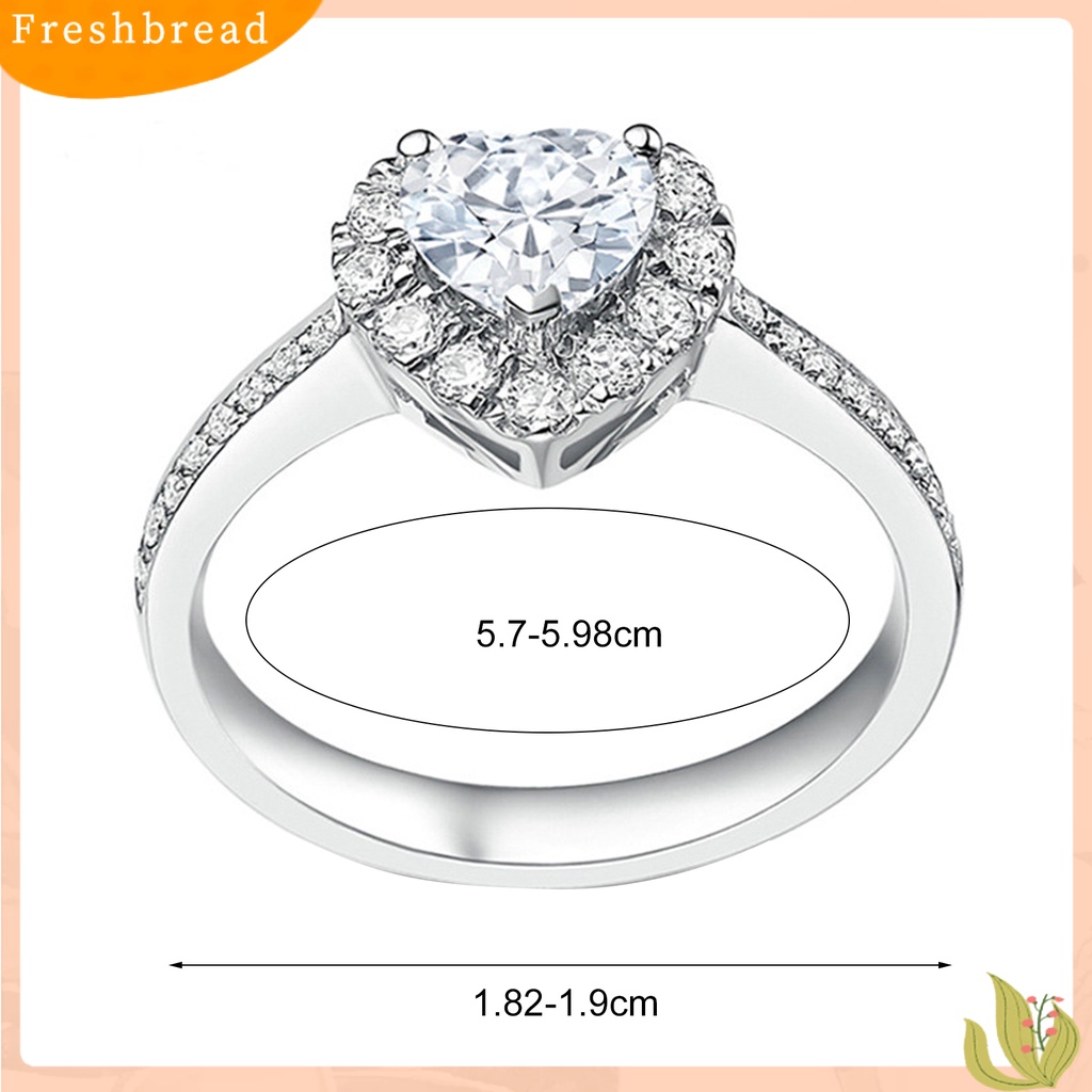 &lt; Freshbread &gt; Wanita Shiny Cubic Zirconia Romantis Bentuk Hati Cincin Perhiasan Aksesoris