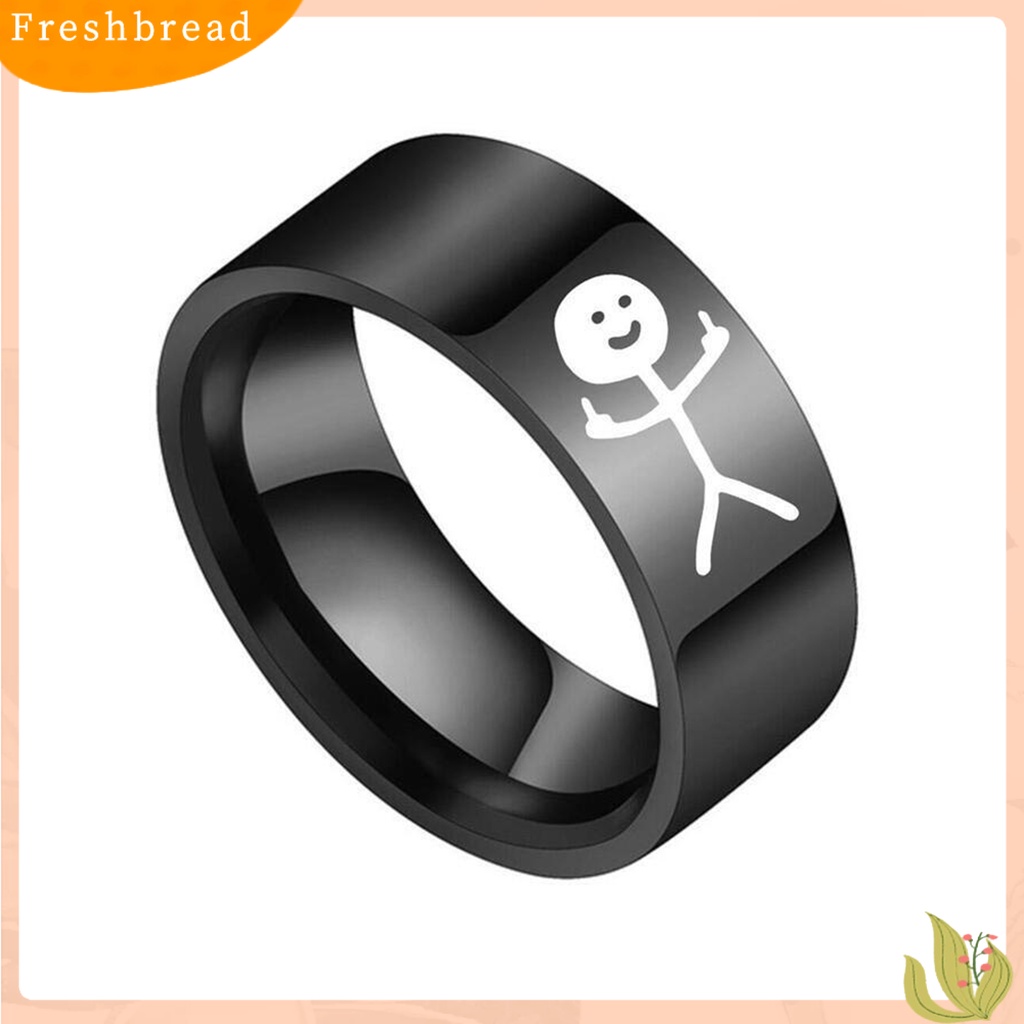 &lt; Freshbread &gt; Cincin Pasangan Hip Hop Dipoles Fashion Perhiasan Hadiah Baja Titanium Gambar Tangan Stickman Graffiti Women Ring Untuk Perjamuan