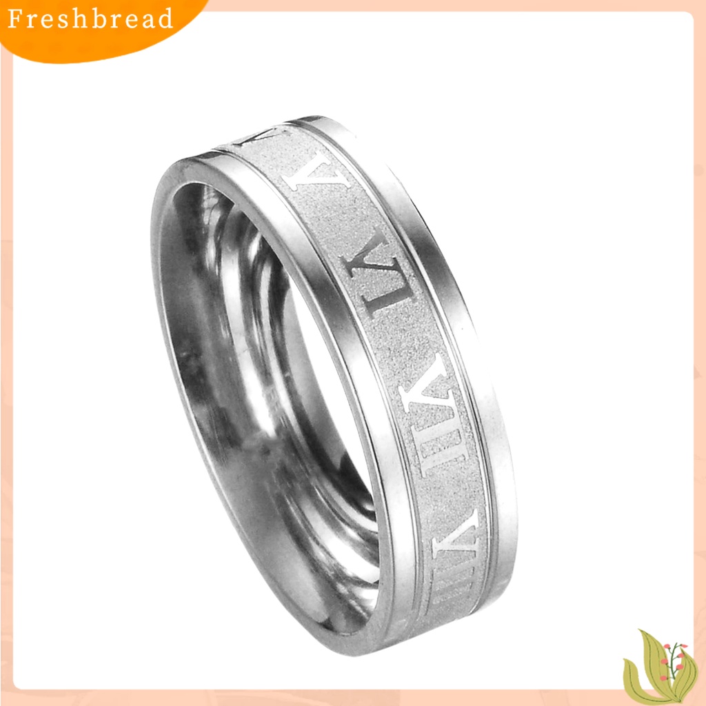 &lt; Freshbread &gt; Lebar Angka Romawi Pria Cincin Stainless Steel Sederhana Halus Jari Cincin Perhiasan Fashion