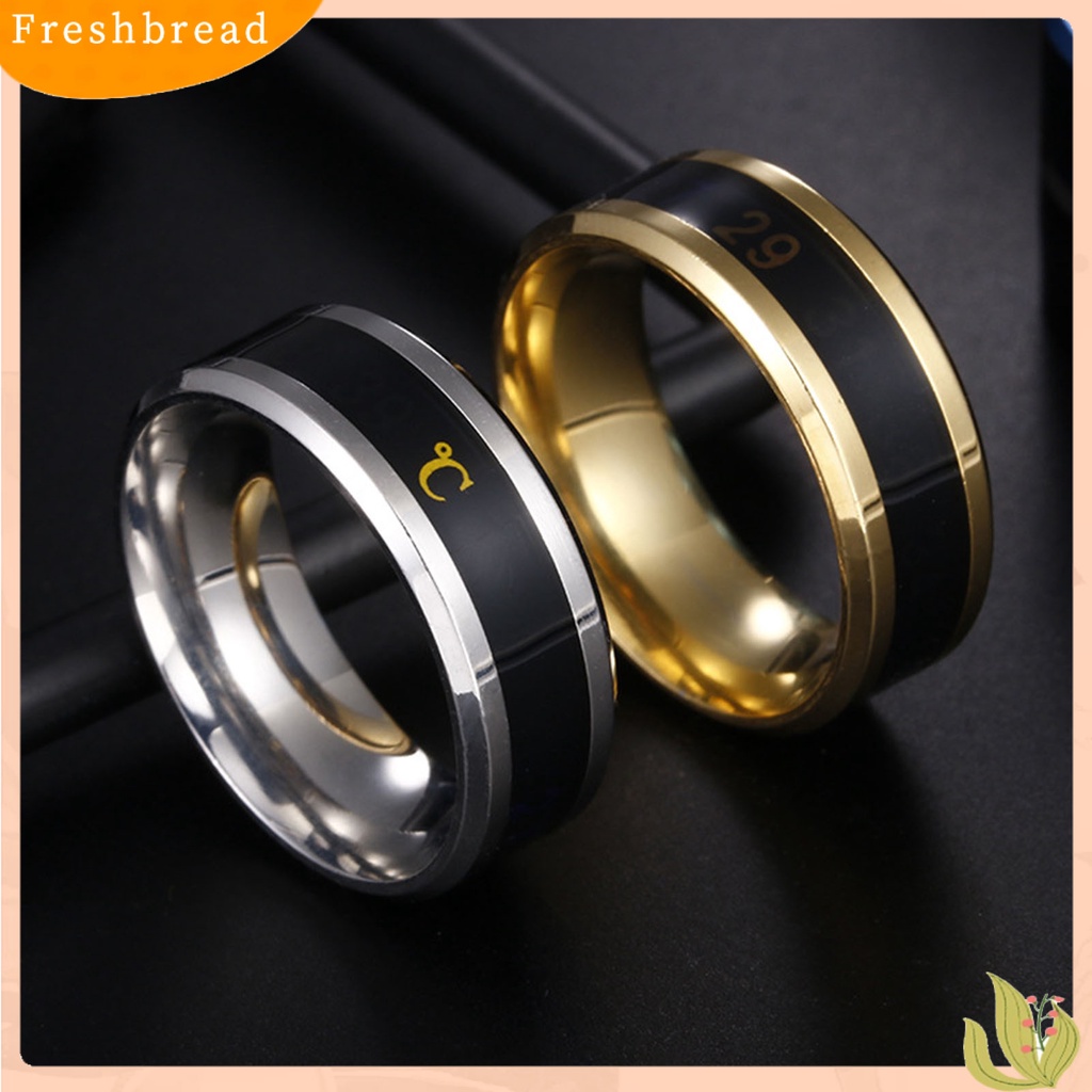 &lt; Freshbread &gt; Cincin Fashion Unisex Tampilan Real Time Cincin Tes Suhu Bahan Stainless Steel Untuk Pesta