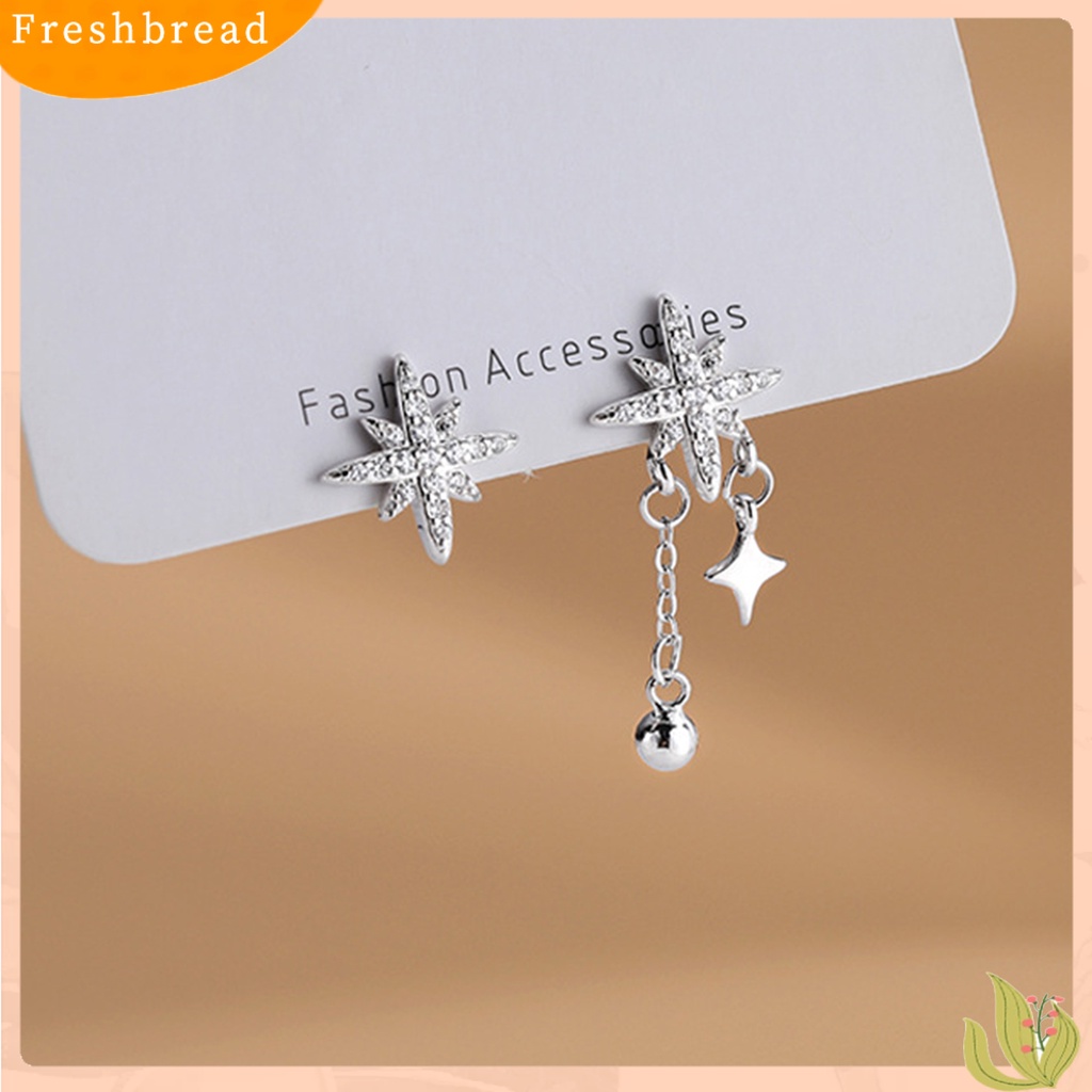 &lt; Freshbread &gt; 1Pc Anting Wanita Bintang Bola Bulat Perhiasan Gaya Korea Berlian Imitasi Stud Earring Untuk Pesta Perjamuan Pernikahan Prom