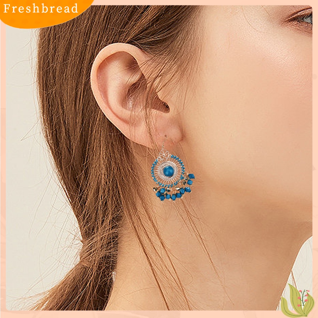 &lt; Freshbread &gt; 1pasang Wanita Anting Kait Warna-Warni Etnik Anti-Cacat Gaya Bohemia Rumbai Drop Earrings Perhiasan Wanita