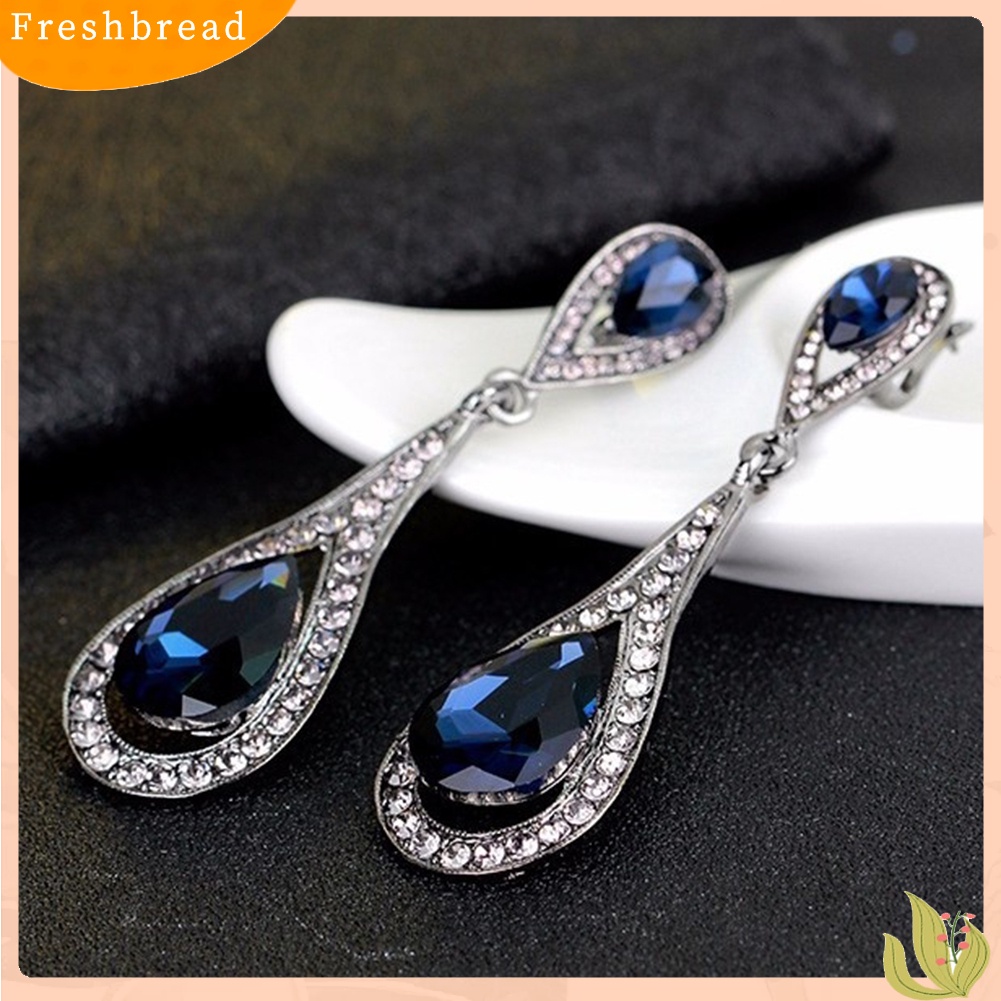 &lt; Freshbread &gt; Fashion Wanita Tetesan Air Imitasi Batu Permata Berlian Imitasi Liontin Stud Earrings Jewelry