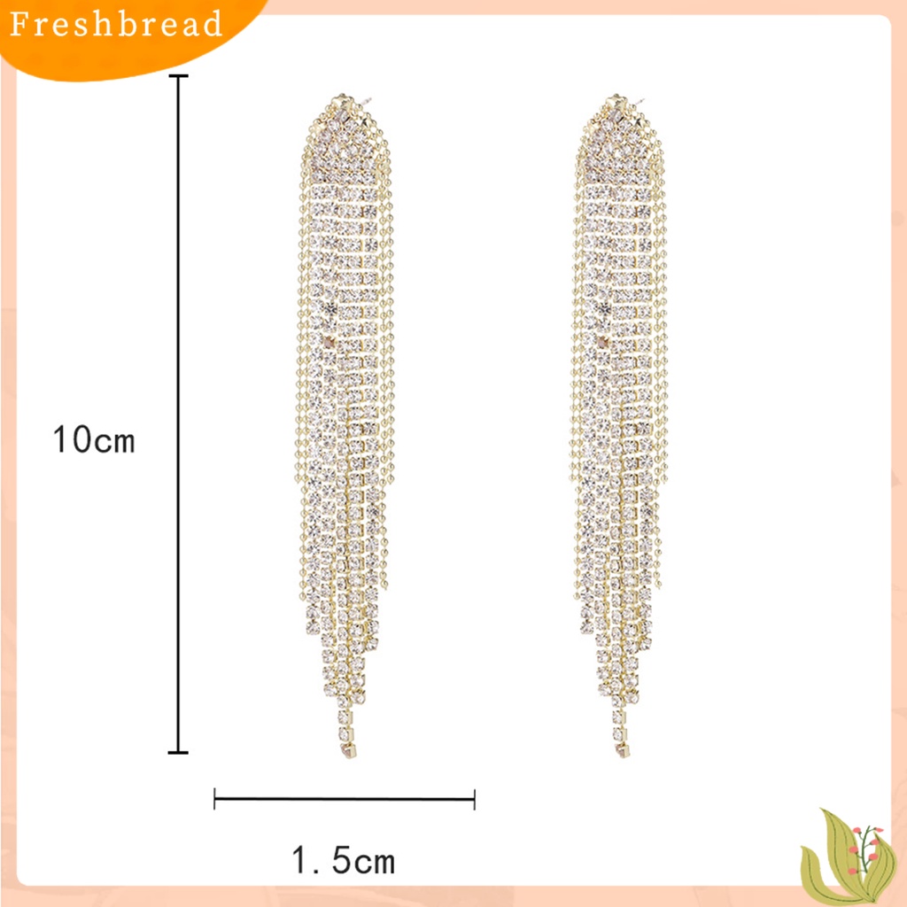 &lt; Freshbread &gt; 1pasang Drop Earrings Jumbai Berlian Imitasi Temperamen Bersinar Cubic Zirconia Menjuntai Anting Untuk Pesta Pernikahan Perjamuan Prom