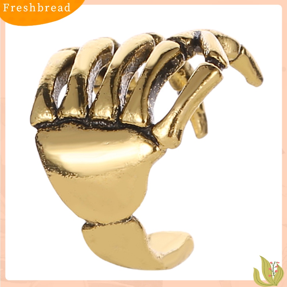 &lt; Freshbread &gt; 1Pc Wanita Tengkorak Tangan Telinga Manset Klip On Anting Tulang Rawan Perhiasan Non-piercing