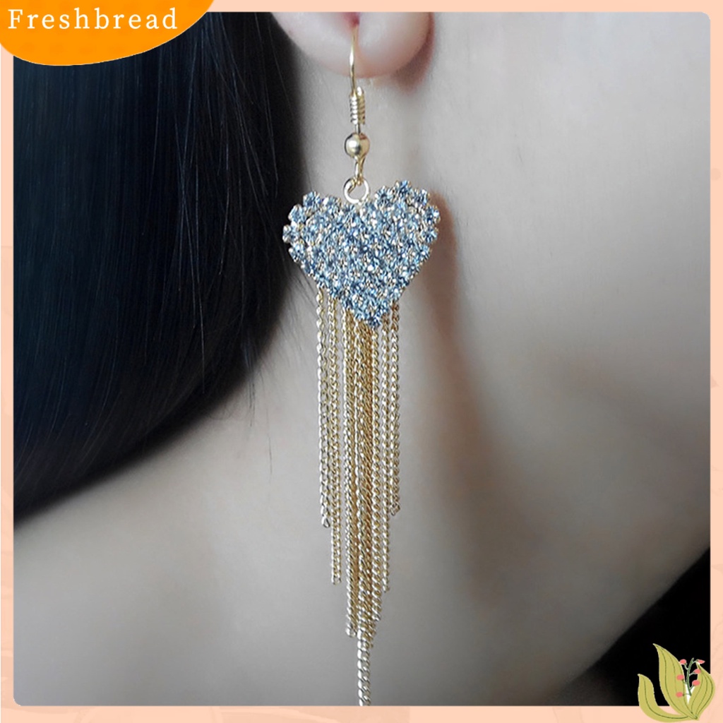 &lt; Freshbread &gt; 1pasang Anting Kait Tindik Hias Alloy Heart Decor Menjuntai Earrings Untuk Kehidupan Sehari-Hari