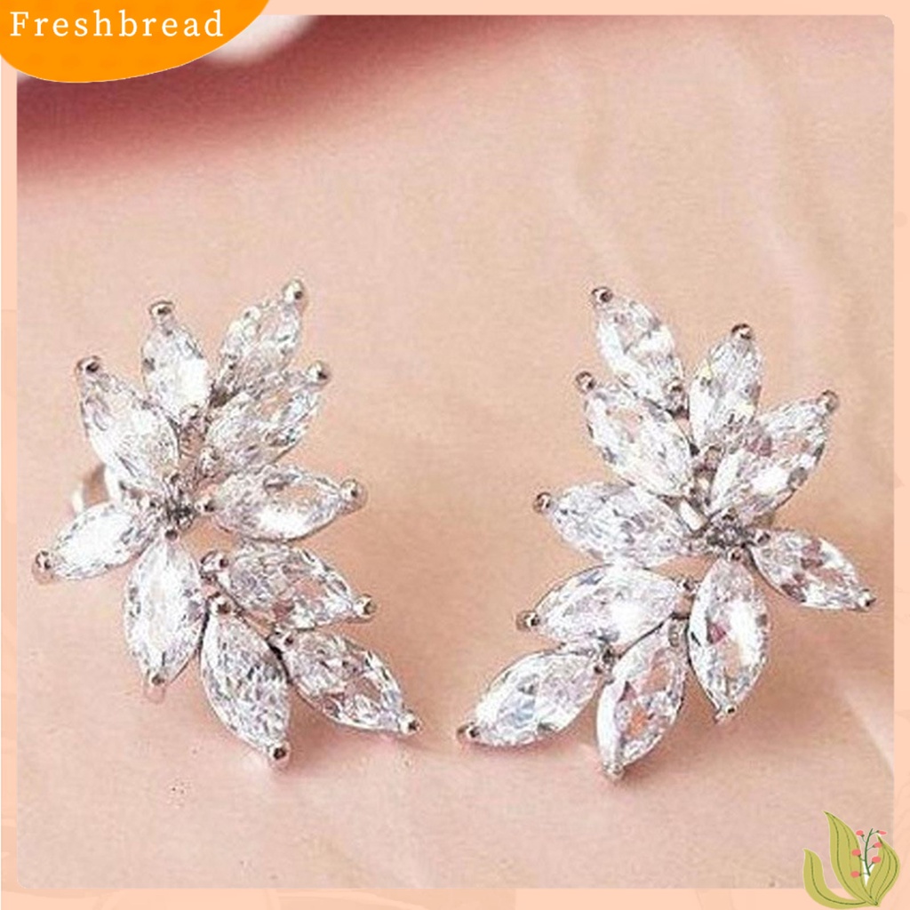 &lt; Freshbread &gt; 1pasang Anting Juntai Anti Alergi Hias Glittery Chic Bentuk Daun Anting Tusuk Untuk Pacaran