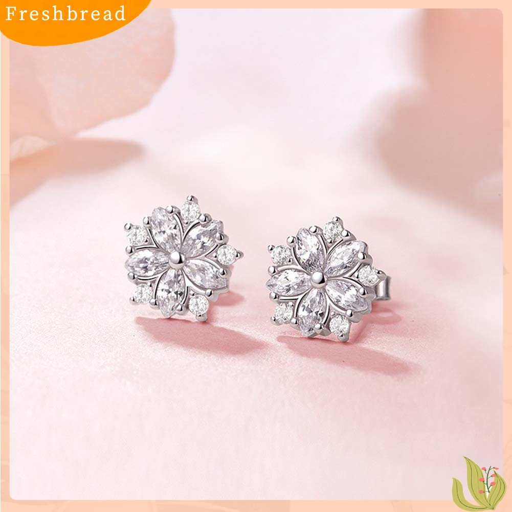 &lt; Freshbread &gt; Wanita Berlian Imitasi Bertatahkan Sakura Bunga Telinga Stud Anting Hadiah Perhiasan Pernikahan