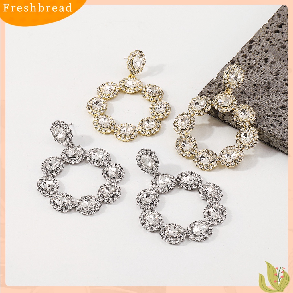 &lt; Freshbread &gt; 1pasang Anting Menjuntai Gaya Pengadilan Vintage Berlebihan Geometris Berkilau Hias Perhiasan Hadiah Wanita Berlian Imitasi Bertatahkan Liontin Anting Telinga Giwang Untuk Perjamuan