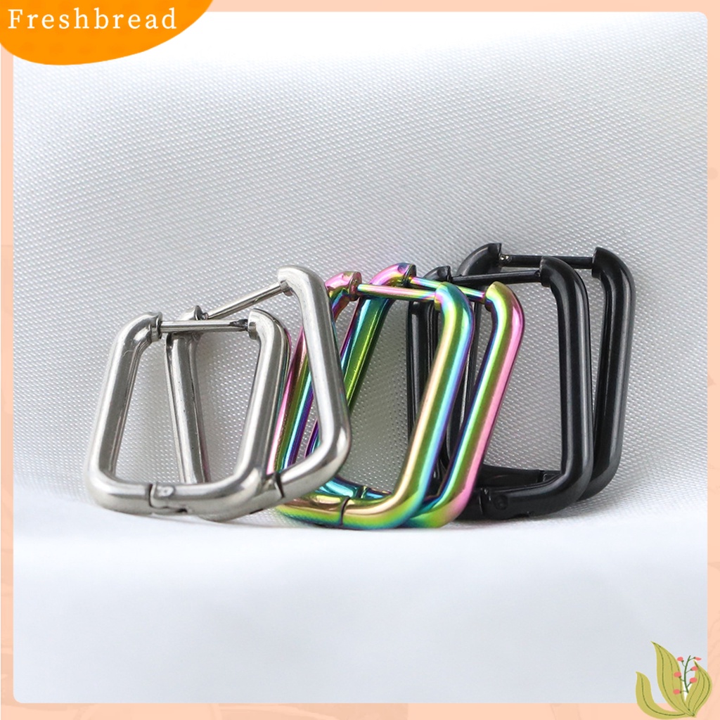 &lt; Freshbread &gt; 1pasang Anting Stud Electroplating Bentuk Geometris Kesederhanaan Temperamen Dekorasi Permukaan Polandia Tahan Luntur Baja Titanium Gesper Telinga Persegi