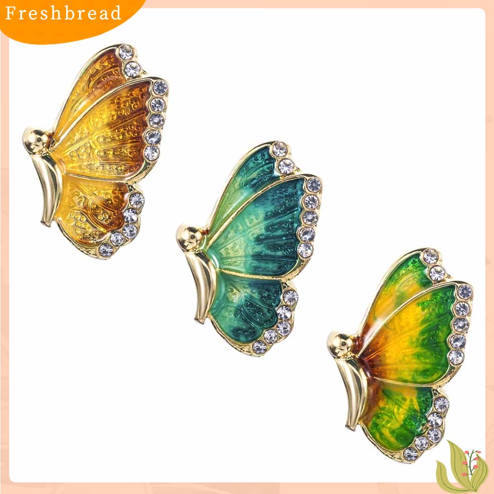 &lt; Freshbread &gt; Fashion Wanita Warna-Warni Kupu-Kupu Berlian Imitasi Enamel Pesona Stud Earrings Jewelry