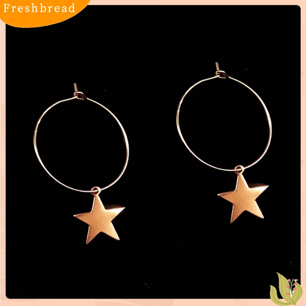 &lt; Freshbread &gt; Fashion Wanita Bintang Sederhana Pesona Lingkaran Besar Anting Hoop Pesta Perhiasan Hadiah