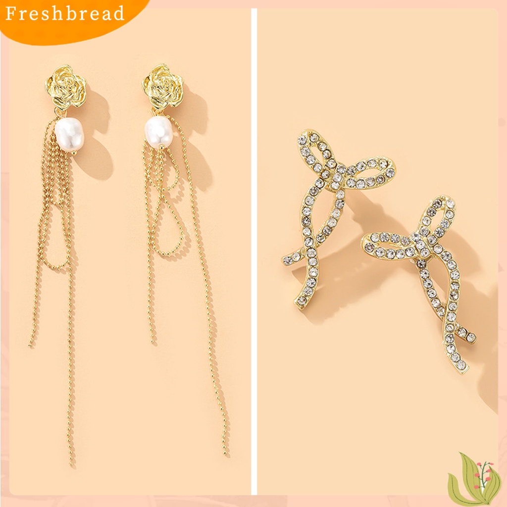 &lt; Freshbread &gt; 1pasang Anting Drop Bentuk Mawar Jumbai Mutiara Imitasi Anting Menjuntai Untuk Janjian Perjamuan Ulang Tahun