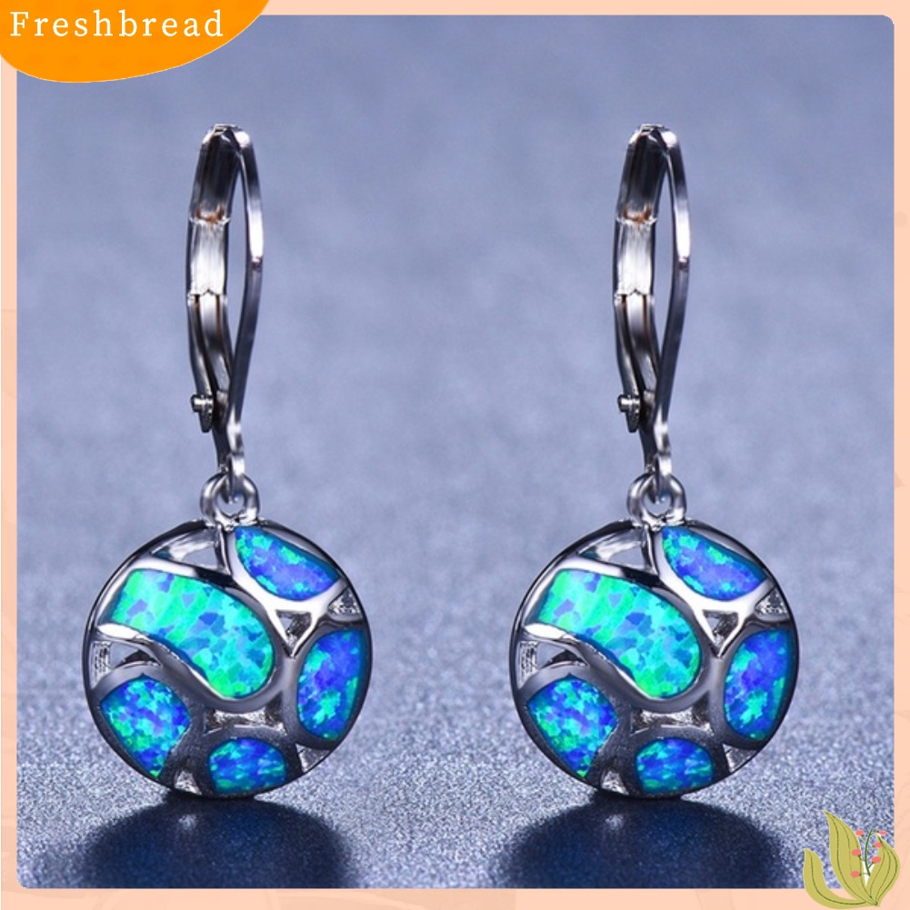 &lt; Freshbread &gt; Fashion Wanita Faux Opal Putaran Sepak Bola Menjuntai Leverback Earrings Perhiasan Hadiah