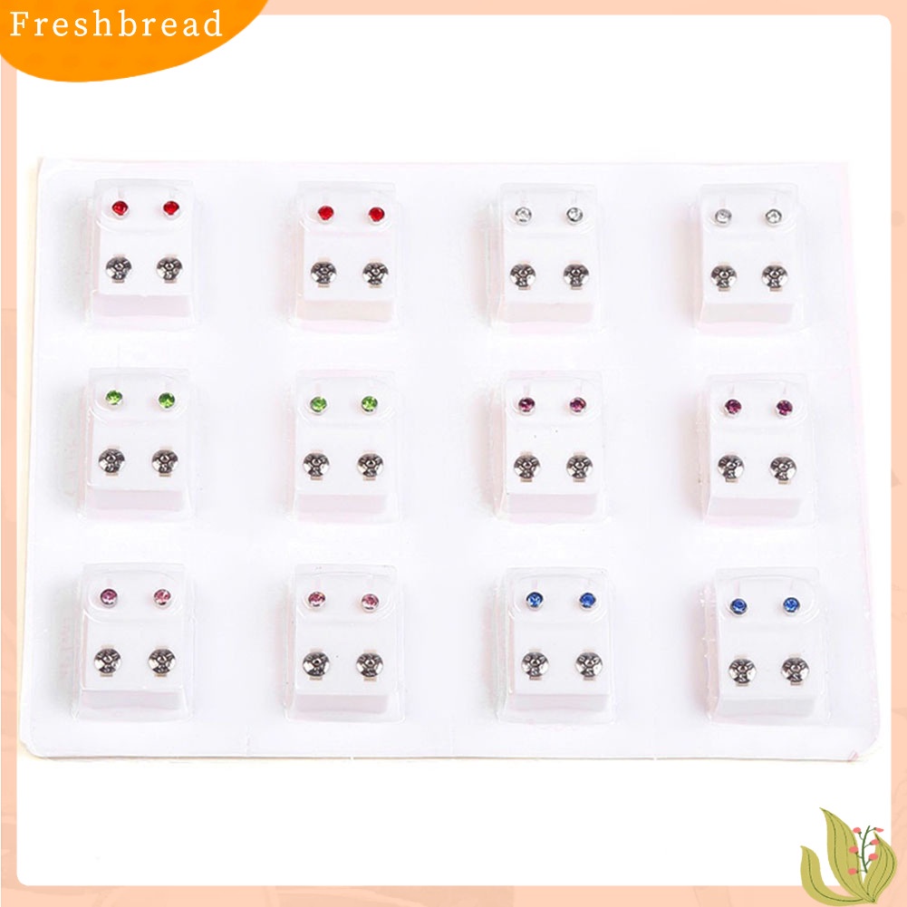 &lt; Freshbread &gt; 12pasang Anting Giwang Telinga Bahan Metal Untuk Mesin Tindik Ear Piercing Tool Kit