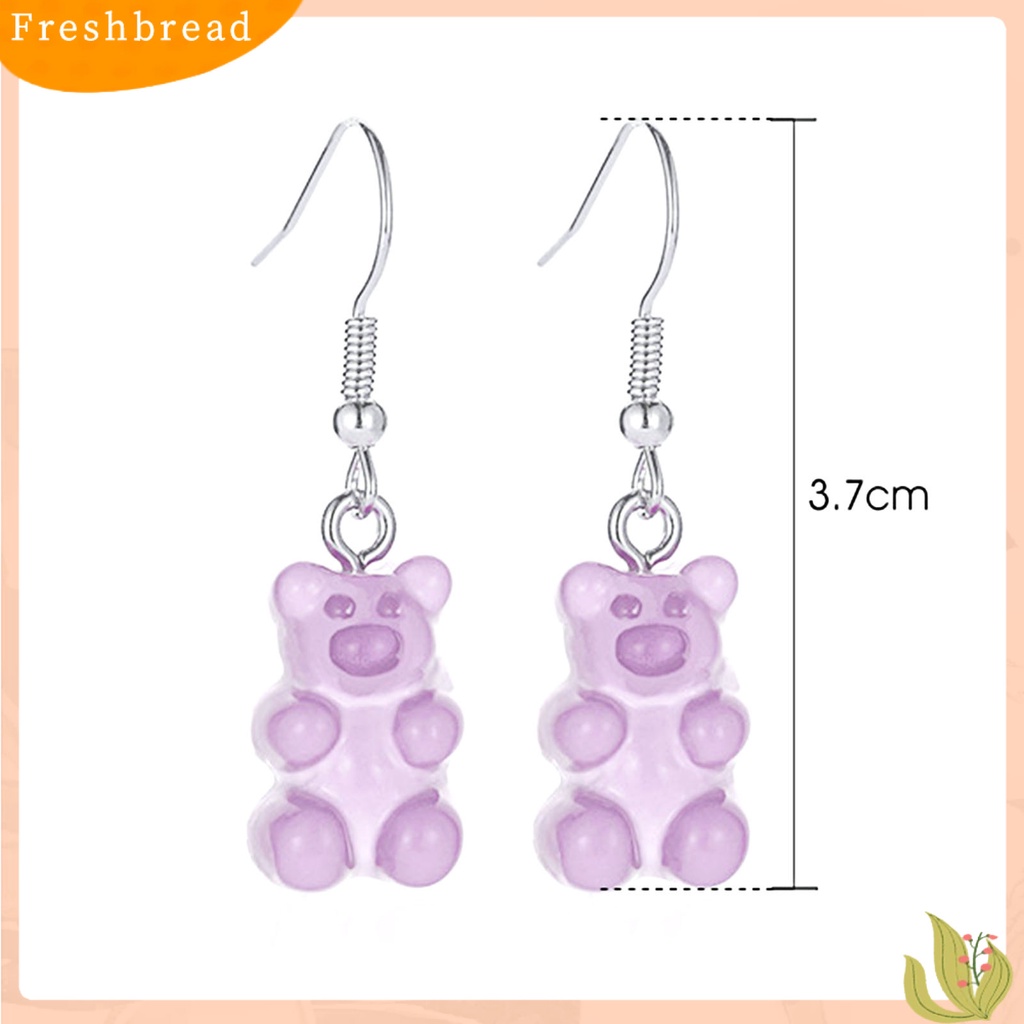 &lt; Freshbread &gt; 1pasang Anting Stud Lovely Trendy Resin Teddy Bear Drop Earring Untuk Dekorasi