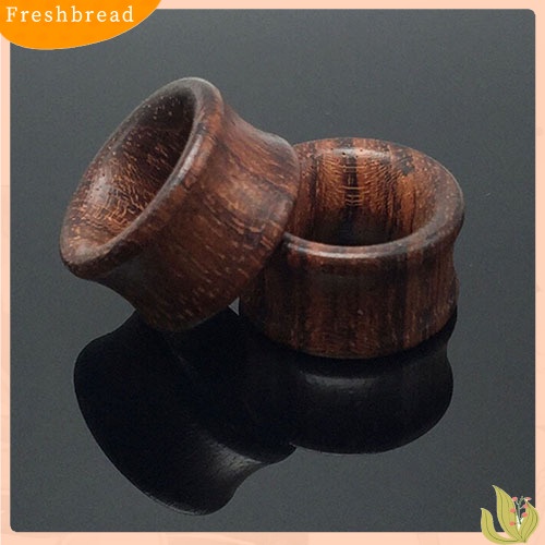 &lt; Freshbread &gt; Padat Organik Alami Double Flared Saddle Ear Plugs Meat Tunnels Hollow Gauge