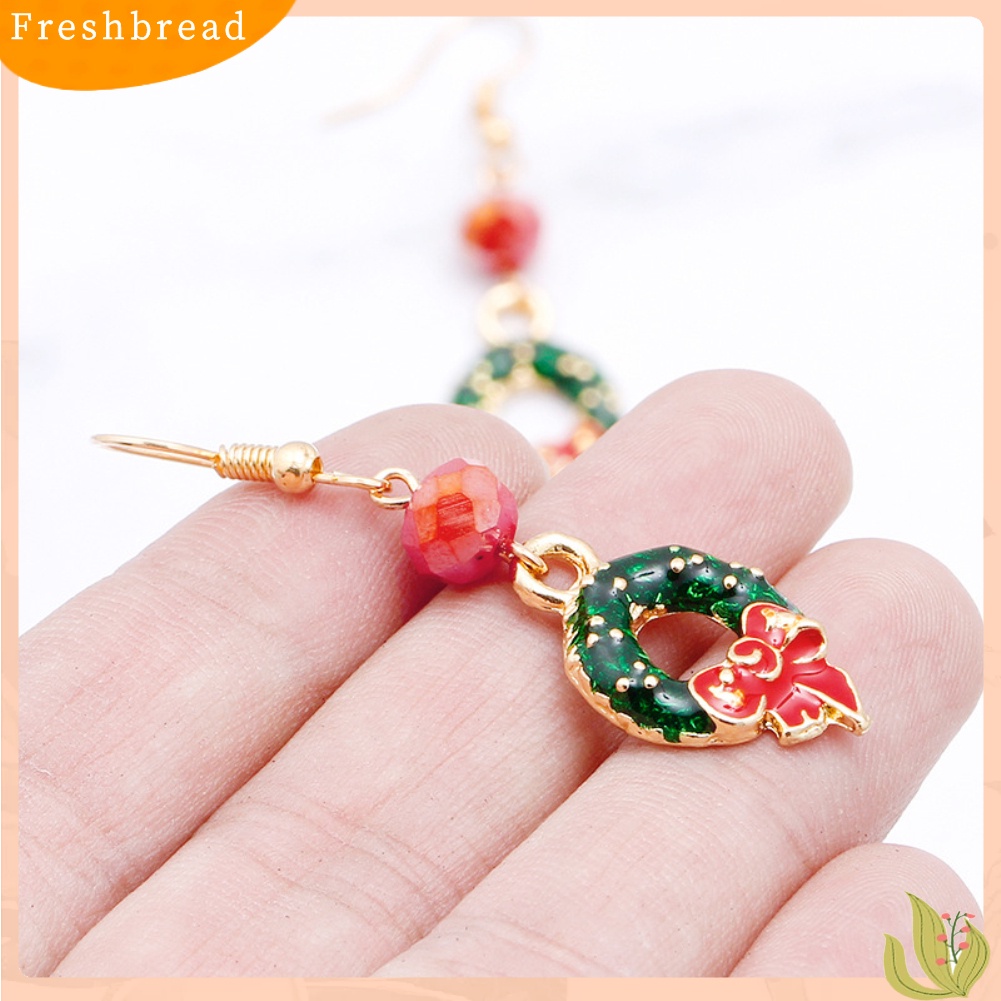 &lt; Freshbread &gt; Wanita Enamel Natal Santa Claus Pohon Rusa Menjuntai Kait Anting Hadiah Xmas