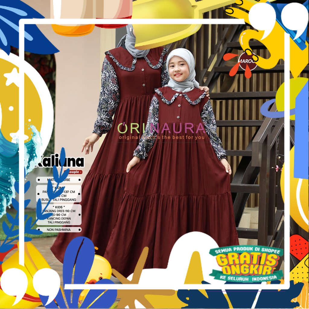 ARANA DRESS GAMIS COUPLE IBU DAN ANAK Matt Viscose Original by ORINAURA/ kopel ibu copel couple