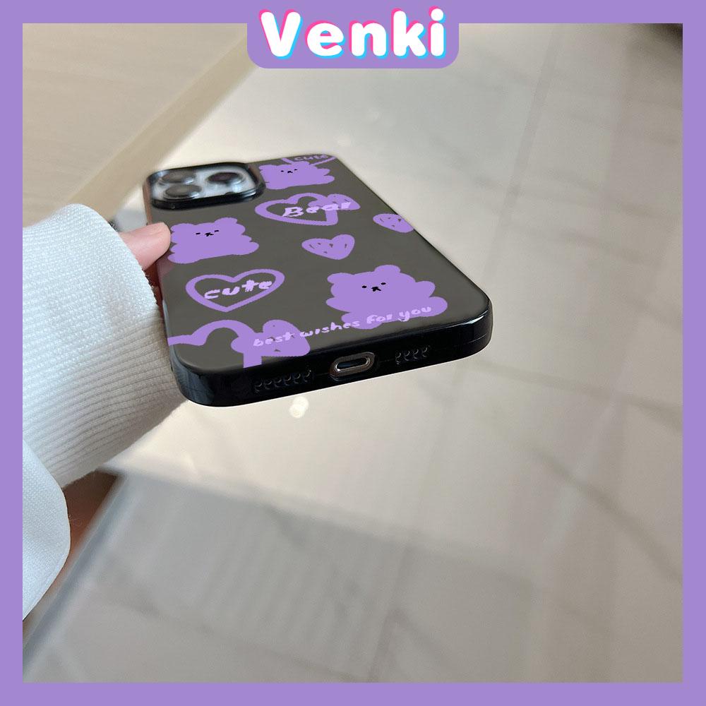 iPhone Case Soft TPU Glossy Black Candy Case Case Cute Cartoon Purple Bear Camera Protection Shockproof For iPhone 14 13 12 11 Pro Max 7 8 Plus X XR