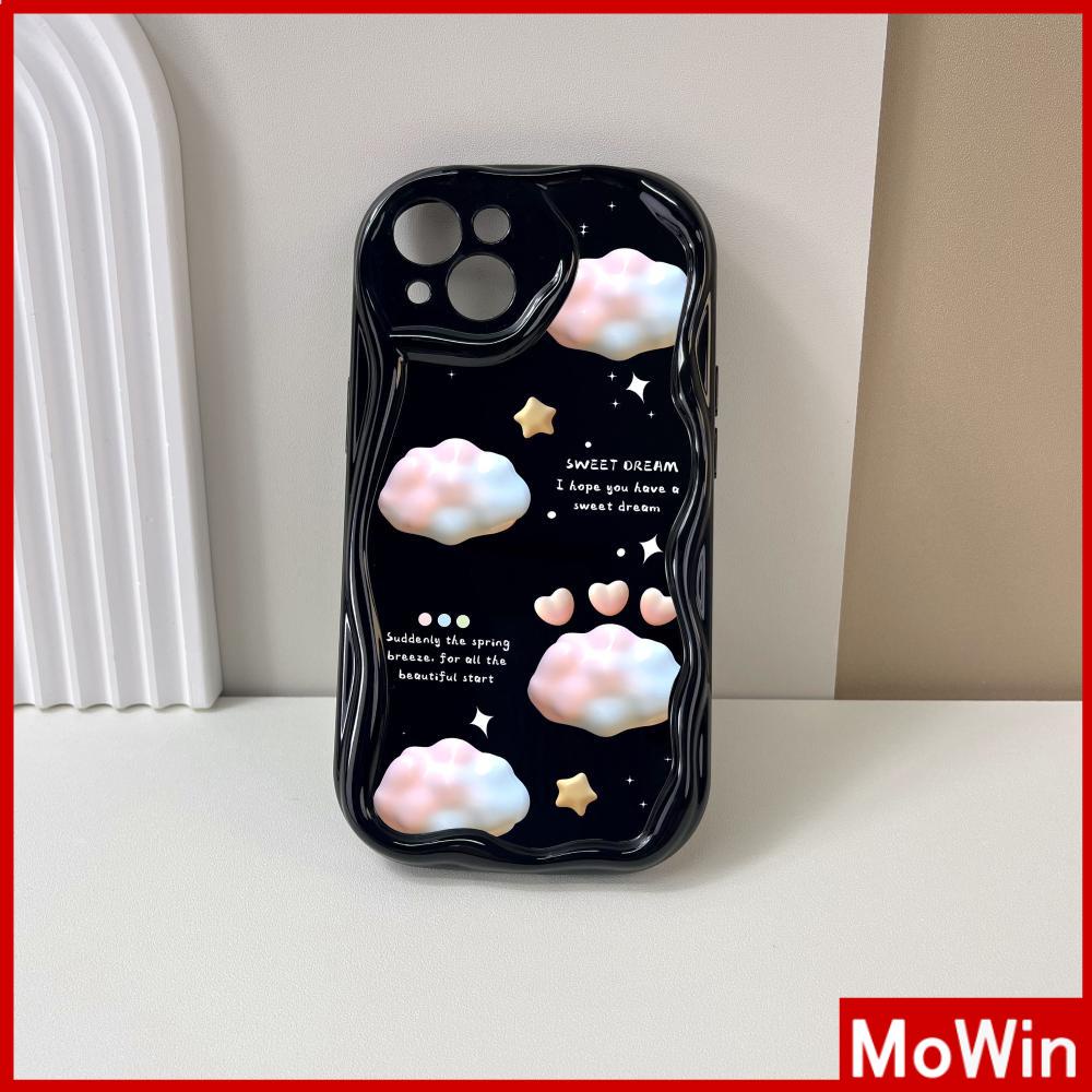 For iPhone 14 Pro Max iPhone Case 3D Curved Edge Wave Glossy Black TPU Airbag Shockproof Camera Cover Pink Clouds Compatible with iPhone 13 Pro max 12 Pro Max 11 xr xs max 7Plus