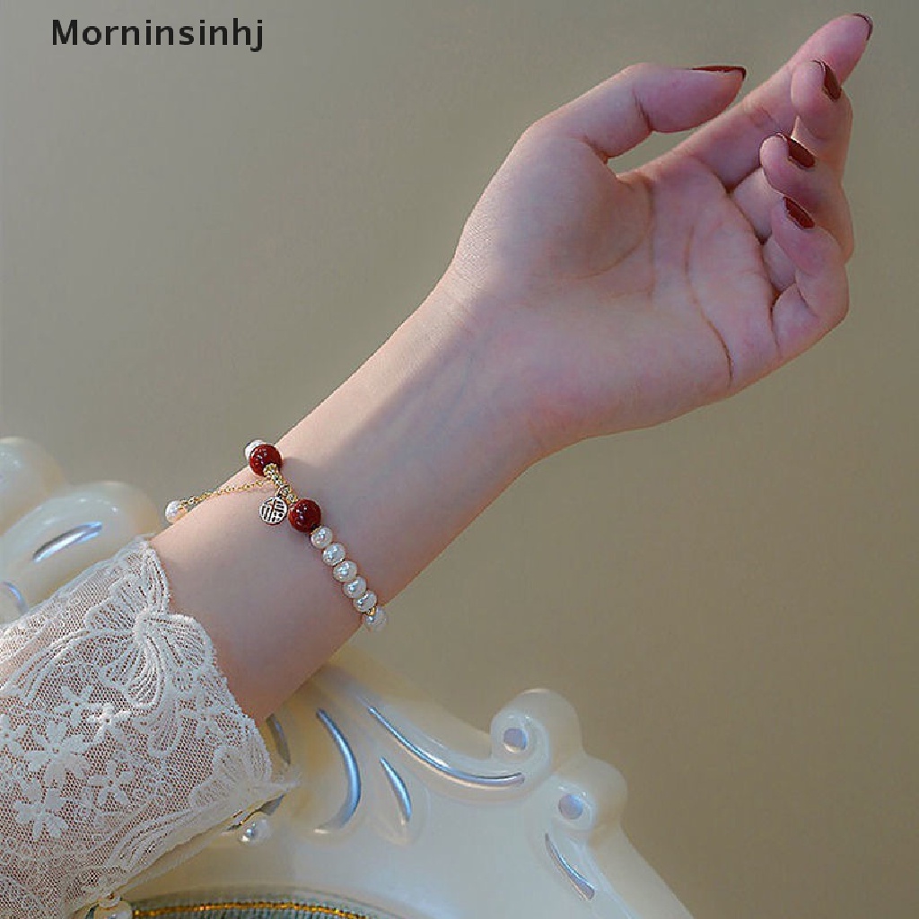 Mornin Fashion Gelang Mutiara Hijau Merah Spesial Lucu Gelang Retro Gaya Cina Wanita Gadis Perhiasan Hadiah id