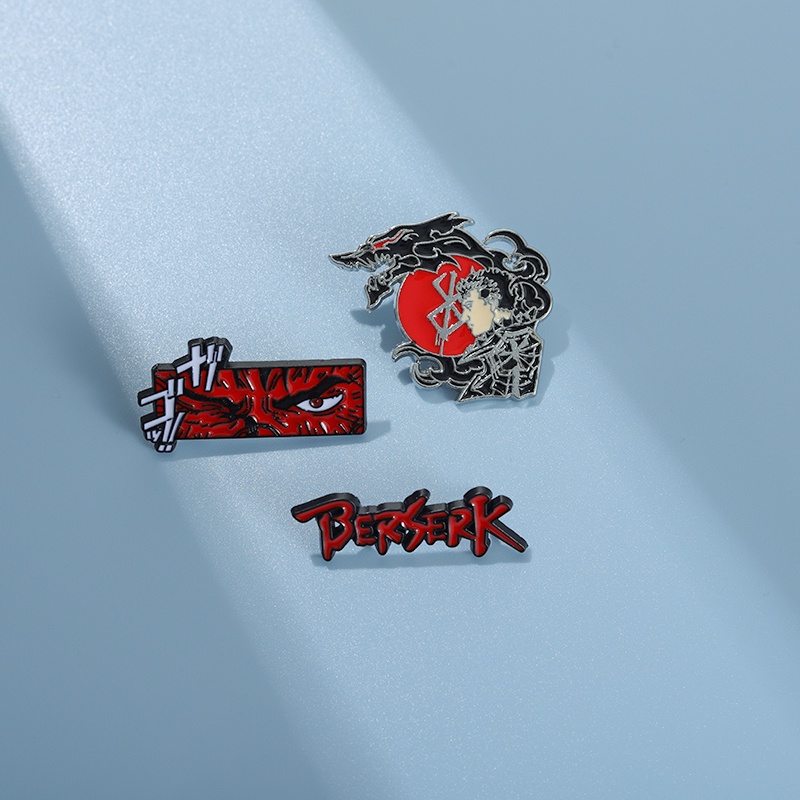 Komik BERSERK Pinggiran Lapel Pin Fury Warrior Bust Pin Dicetak Warrior Gus Anjing Hitam Lencana Hadiah Untuk Teman Aksesoris Pakaian