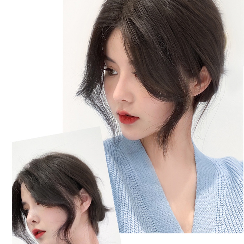 2pcs Wanita Gadis Poni Samping Wig Piece Show Small Face Sopak Rambut Ekstensi