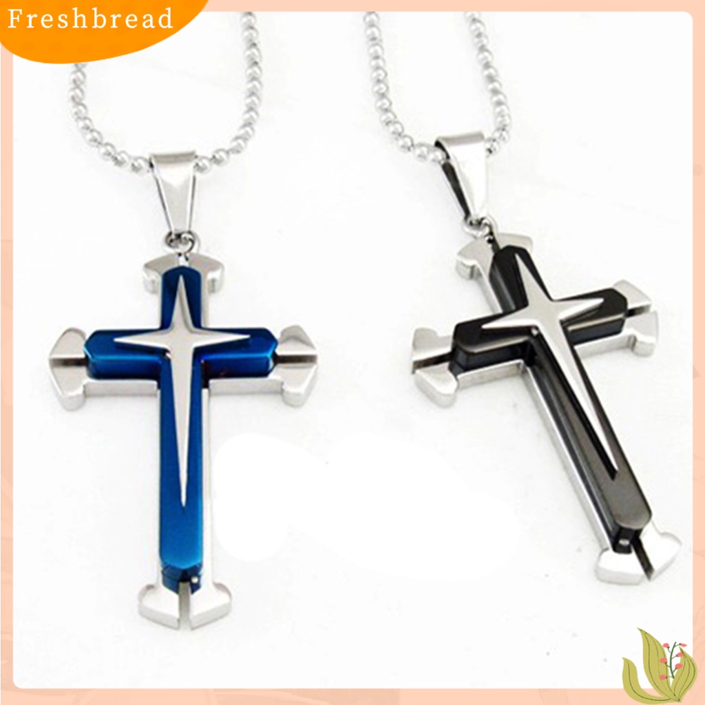 {In Stock} Fashion Pria Liontin Salib Stainless Steel Rantai Kalung Perhiasan Pesona Hadiah