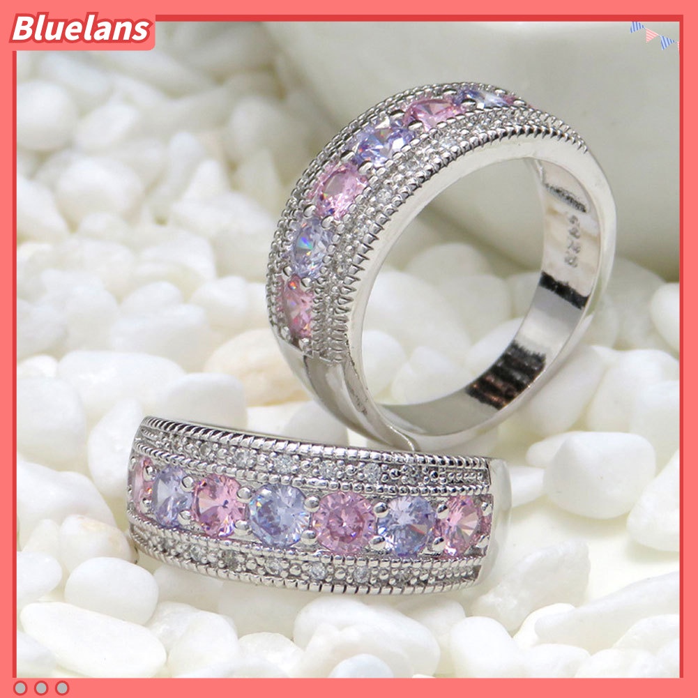 {In Stock} Pernikahan Pertunangan Perhiasan Pengantin Cincin Jari Hias Cubic Zirconia Warna-Warni