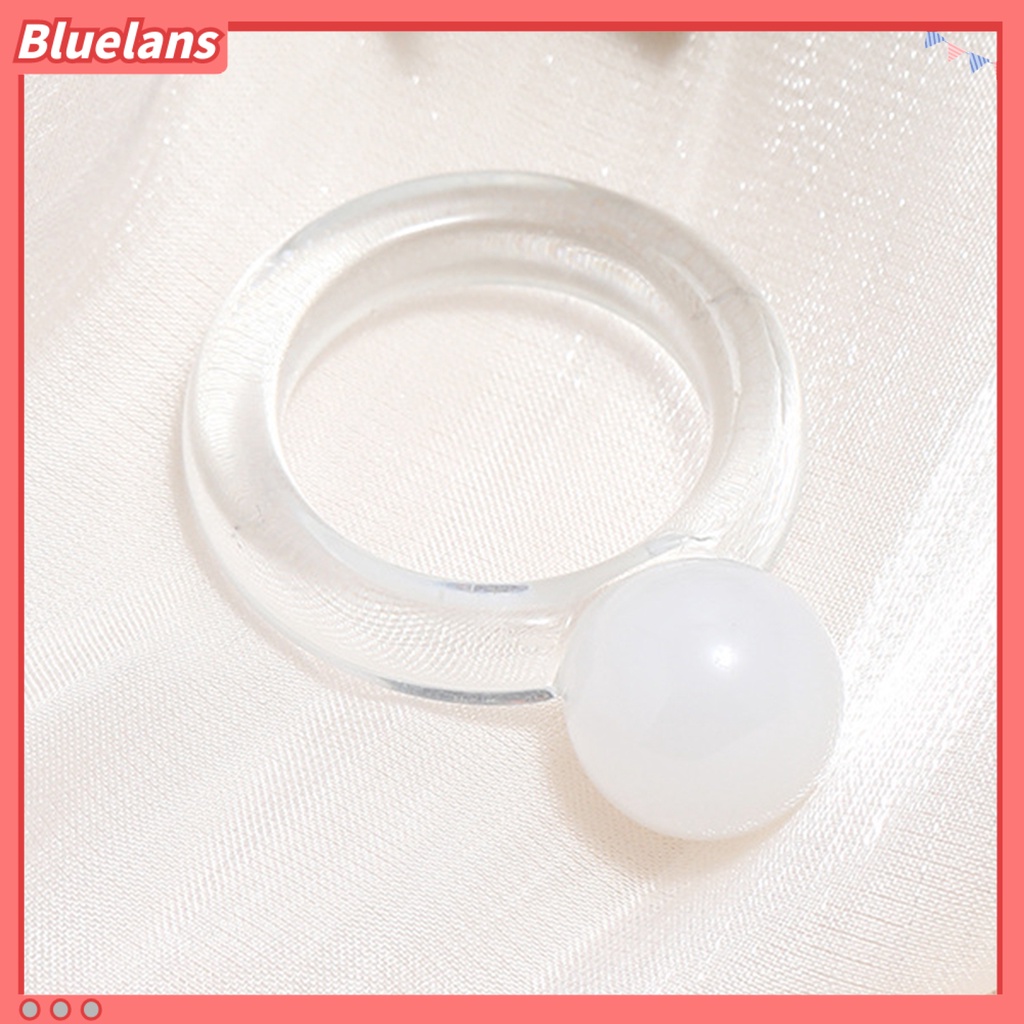 {In Stock} Cincin Wanita Transparan Palsu Bola Kristal Perhiasan All Match Round Ring Untuk Pacaran