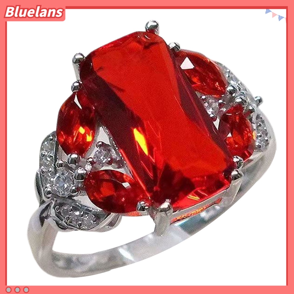 {In Stock} Lebar Pengerjaan Indah Wanita Cincin Paduan Permata Imitasi Berlian Imitasi Pernikahan Band Perhiasan Aksesori