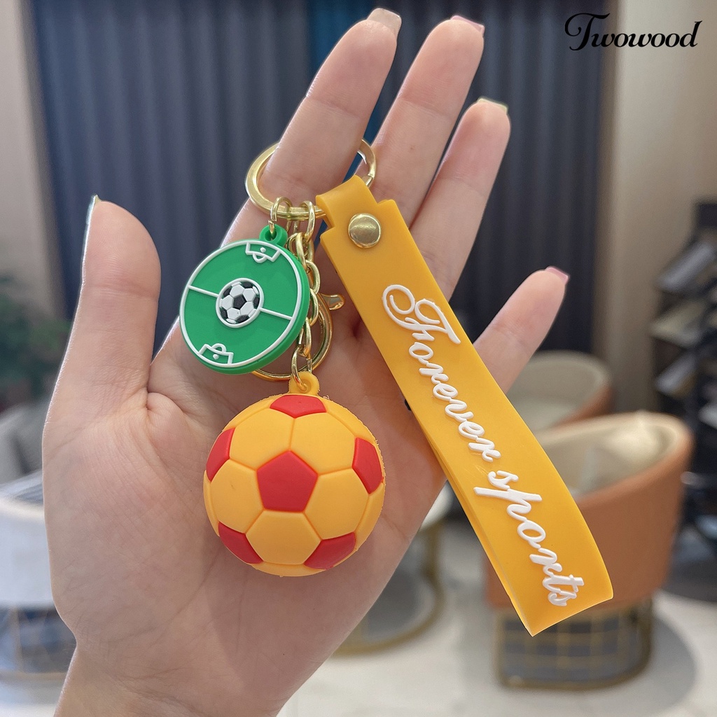 Twowood Football Keychain Metal Buckle Soft PVC Lovely Keyholder Ornamen Portable Kartun Gantungan Kunci Tas Liontin Aksesoris Souvenir Hadiah